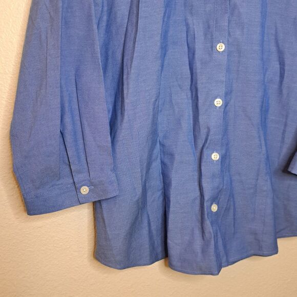 Eddie Bauer Women Shirt Blue Wrinkle Resistant Stretch Size M Button Up - Picture 4 of 10